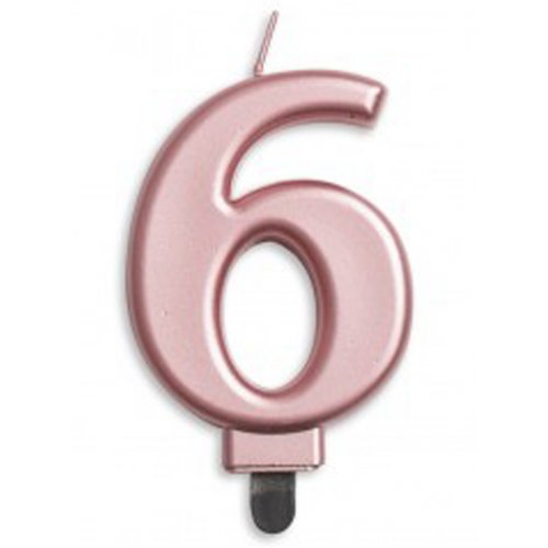 (image for) Jumbo Number 6 Candle Rose Gold - Click Image to Close